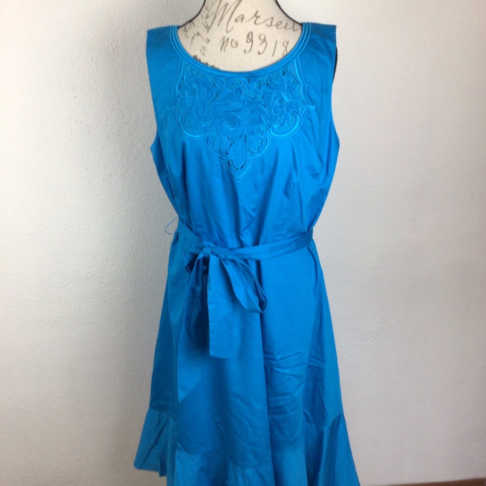 Talbots blue sleeveless dress w/ cutout neckline
